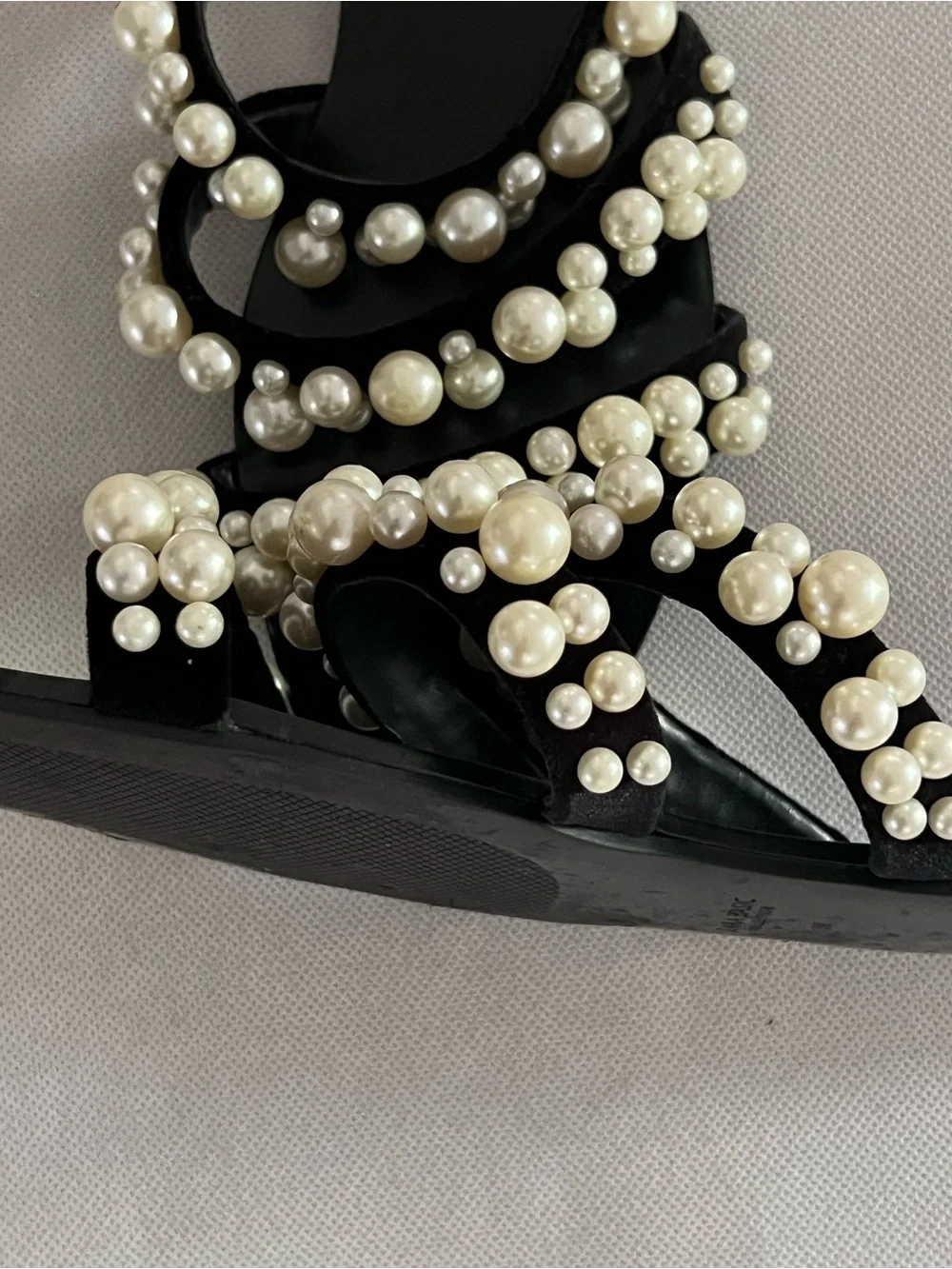 Zara Black Pearl-Embellished Slide Sandals - Picture 7 of 12